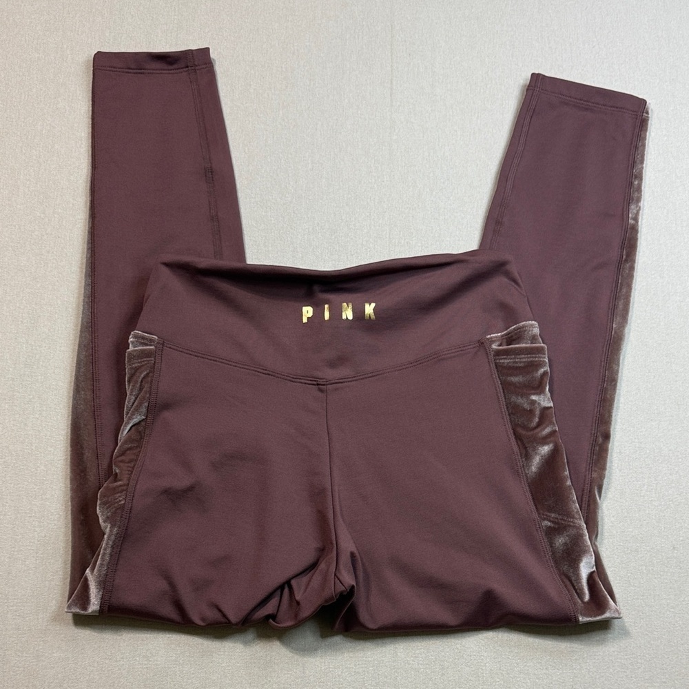 PINK Victoria's Secret Dark Pink Leggings with Metallic Gold Detail